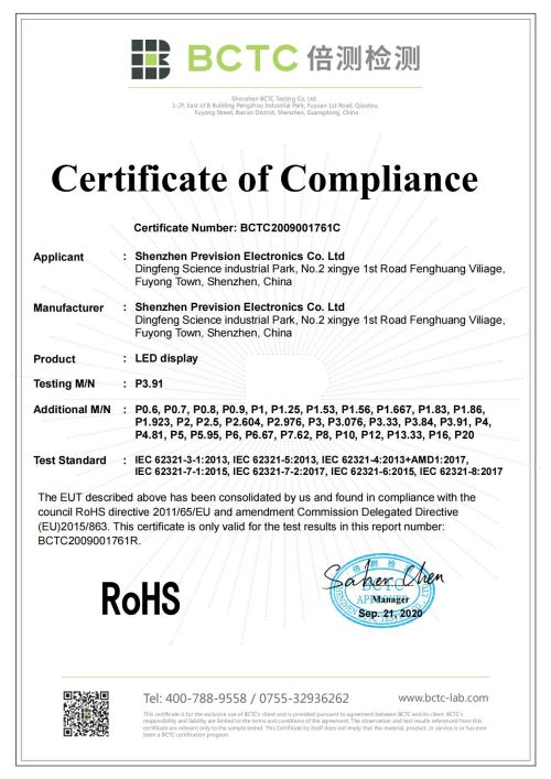 ROHS Certificate 